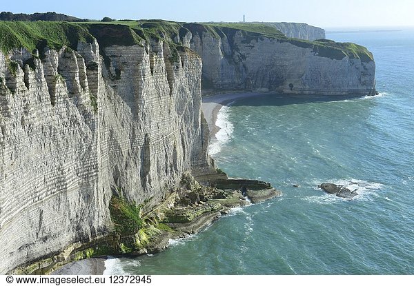 The cliffs of Etretat on the Normandy coast France Europe.