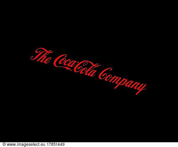 The Coca Cola Company  gedrehtes Logo  Schwarzer Hintergrund B