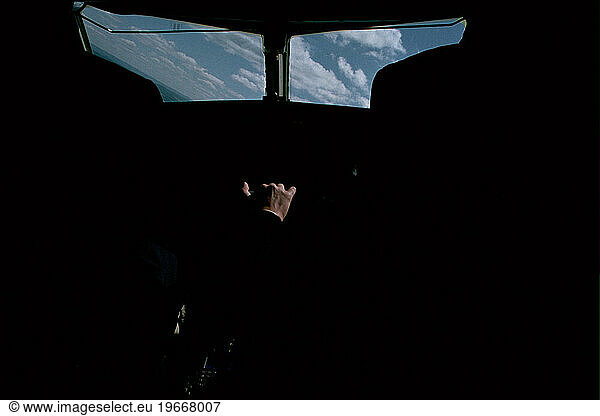 The cockpit of a jet.