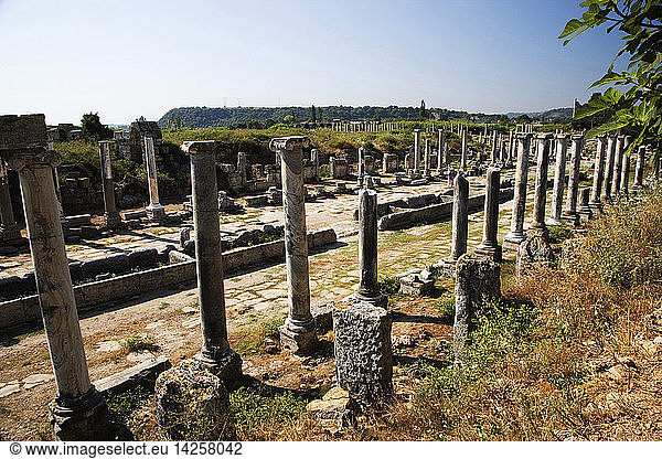 The colonnaded street  Perge  Turkey  Europe