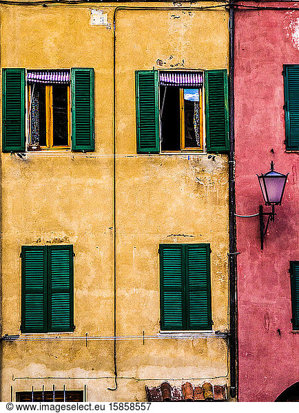 The colorful windows and shutters of Siena  Tuscany  Italy