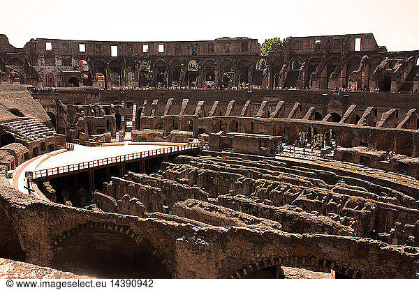 The Colosseum,  or the Coliseum,  originally the Flavian Amphitheatre in Rome,  Italy. construction started in 72 AD under the emperor Vespasian and was completed in 80 AD under Titus. Capable of seating 50, 000 spectators,  the Colosseum was used for gladiatorial contests and public spectacles such as mock sea battles,  animal hunts,  executions,  re-enactments of famous battles
