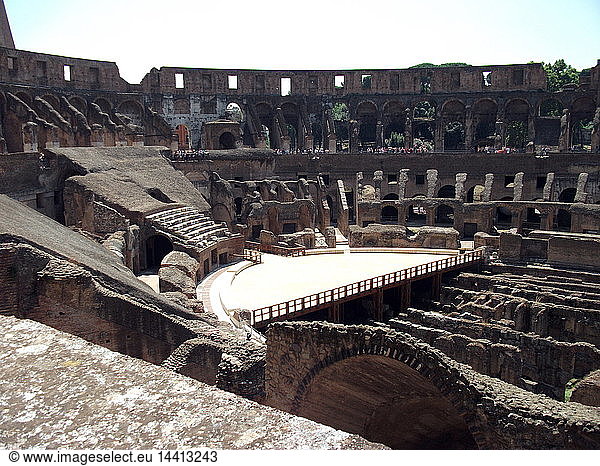 The Colosseum or the Coliseum originally the Flavian Amphitheatre in Rome Italy. construction started in 72 AD under the emperor Vespasian and was completed in 80 AD under Titus. Capable of seating 50 000 spectators the Colosseum was used for gladiatorial contests and public spectacles such as mock sea battles animal hunts executions re-enactments of famous battles