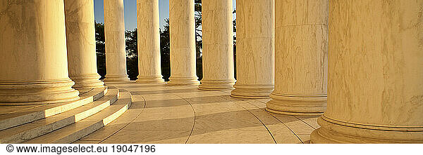 The columns of the Thomas Jefferson National Memorial in the National Mall and Memorial Parks of Washington  District of Columbia  USA.
