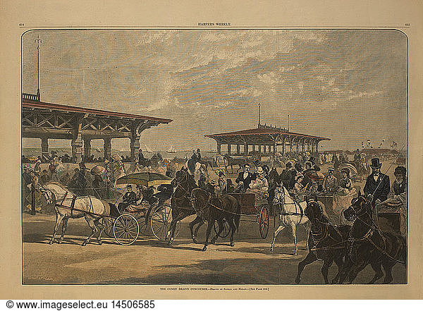 The Coney Island Concourse  Drawn by Schell and Hogan  Harper's Weekly  August 4  1877