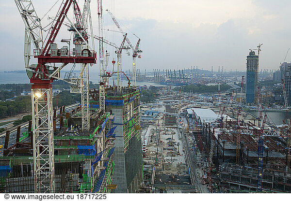 The construction site of a large casino being built in Singapore.