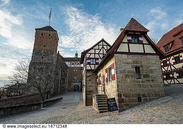 the courtyard at the Kaiserburg castle in Nuremberg