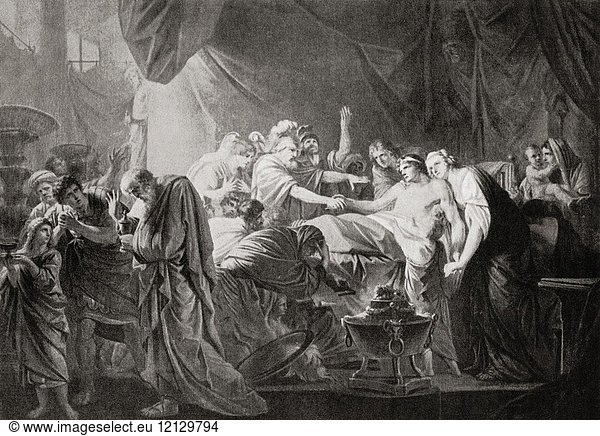 The death of Germanicus Caesar. Germanicus Julius Caesar  15 BC - AD 19. Heir-designate of the Roman Empire under Tiberius. From Hutchinson's History of the Nations  published 1915.