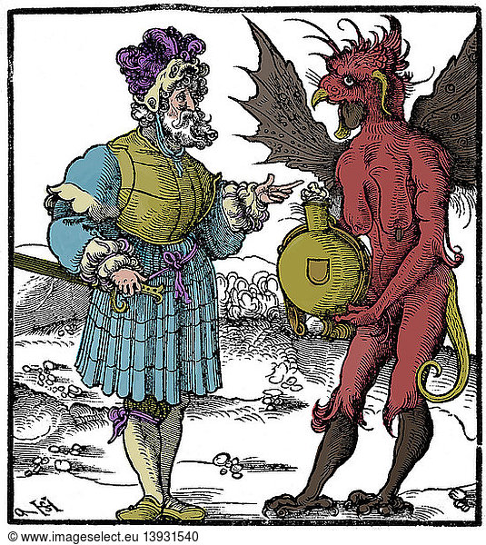 The Devil Offering Poison to a Knight