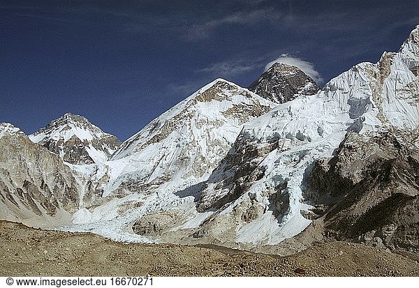 The dramatic landscape of Mount Everest Khumbu Himalaya Nepal
