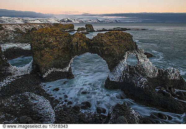 the famous rock arch in Arnastapi on the Snaefellsnes peninsula