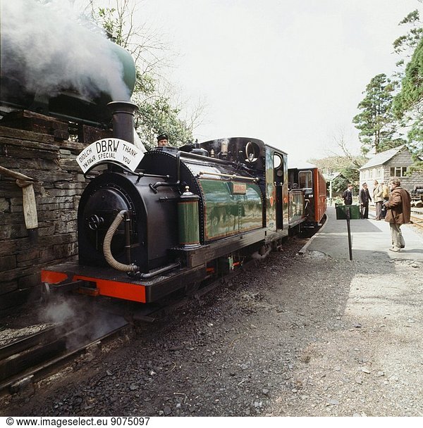 The Ffestiniog Railway is the oldest independent railway company in the World  being founded by an Act of Parliament in 1832. The railway was originally built as a gravity and horse drawn line to transport slate from the quarries in the mountains around Blaenau Ffestiniog to the town of Porthmadog. Picture Shows: The George England locomotive called Prince  seen here leaving Porthmadog station. Prince built in 1863 is the oldest working steam engine on the line. 24th April 1980.
