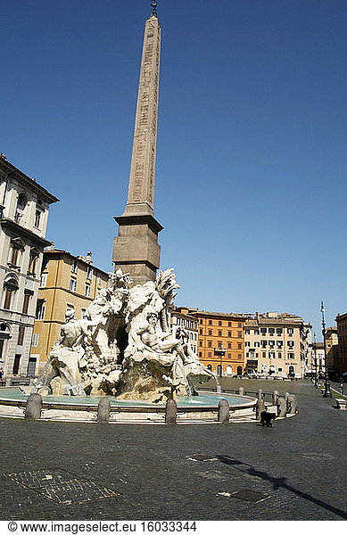 The Four Rivers fountain  Navona Square  Rome  Lazio  Italy  Europe