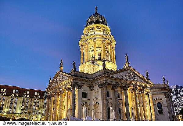 The German Church on the Gendarmenmarkt in Berlin at dawn