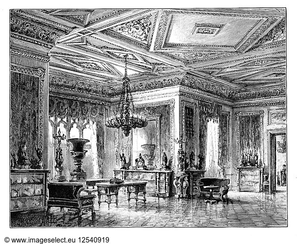 The Green Drawing Room  Schloss Windsor  um 1888. Künstler: Unbekannt