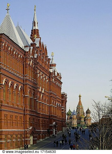 The Historical Museum and St. Basil Cathedral.Moscow. Russian Federation.