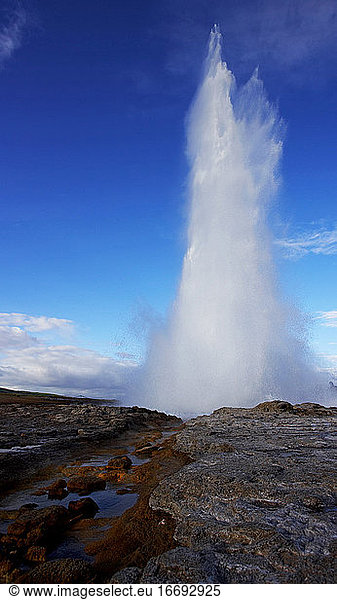 the hot spring Strokkur Geysir in Iceland
