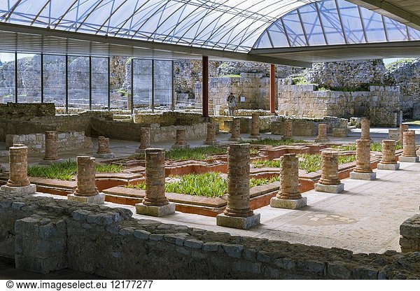 The House of the Fountains (Casa dos Repuxos)  Ruins of the Roman city of Conimbriga  Coimbra District  Baixo Mondego  Centro Region  Portugal  Europe.
