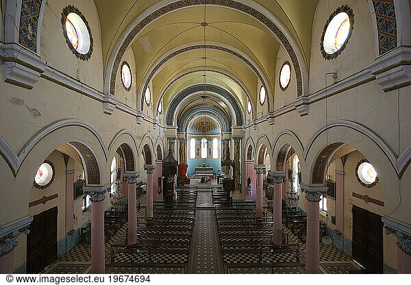 The interior of a cathedral in Zanzibar.
