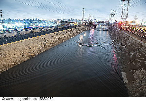 The Los Angeles River in Downtown LA Arts District