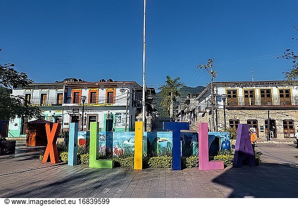 The main plaza in charming Xilitla  San Luis Potosi  Mexico.