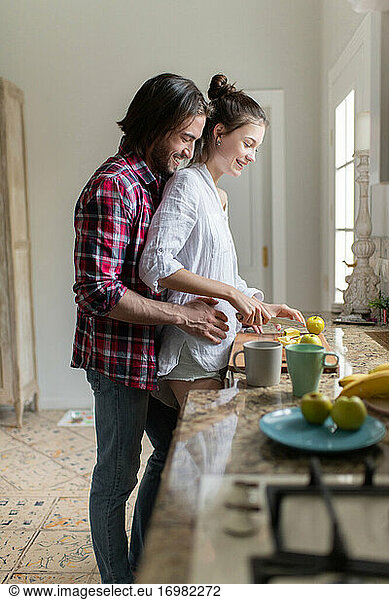The married couple in the morning at their home