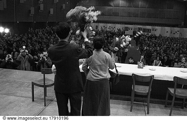 The massacre by the US military in My Lai  Vietnam  in 1968 caused a worldwide outrage  including in Germany. One of the few survivors was Vo Thi Lien (12 years old)  who travelled to Germany. Here at a rally of the peace movement in 1968 in Düsseldorf  Germany  Asia