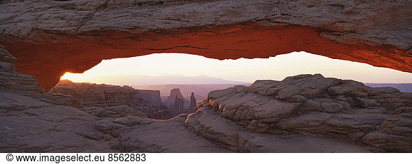 The Mesa Arch  a natural eroded rock arch  in Canyonlands National Park.
