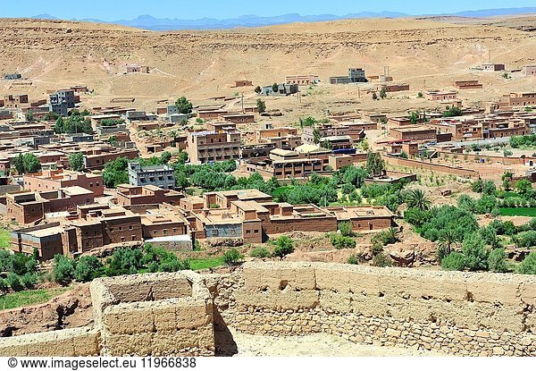 The modern village from Aït Benhaddou Ksar. World Heritage. Ouarzazate province,  Morocco