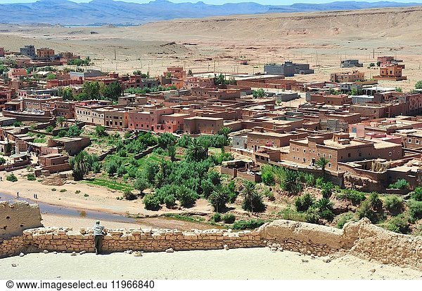 The modern village from Aït Benhaddou Ksar. World Heritage. Ouarzazate province,  Morocco