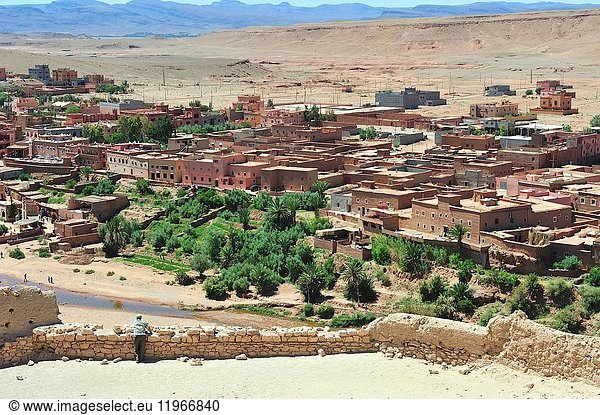 The modern village from Aït Benhaddou Ksar. World Heritage. Ouarzazate province Morocco