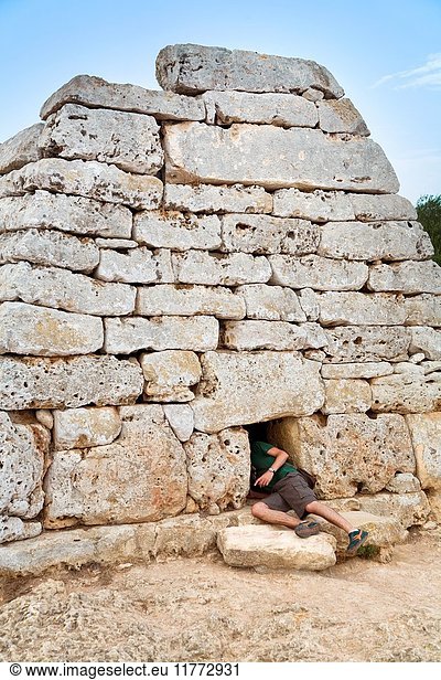 The Naveta des Tudons. 1200-750 before Christ. Is the most emblematic megalithic monument of Menorca. Pre-talaiotic funeral building. Minorca Island. Balearic Islands. Spain