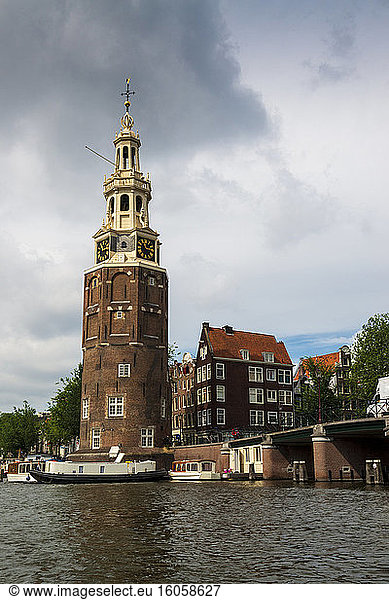 The Netherlands  North Holland Province  Amsterdam  Montelbaanstoren tower on Oudeschans