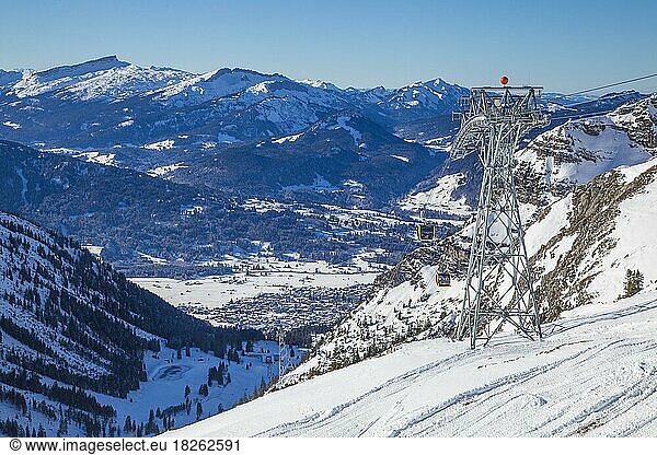 The new small gondola lift  Nebelhorn ski area  Oberstdorf  Oberallgäu