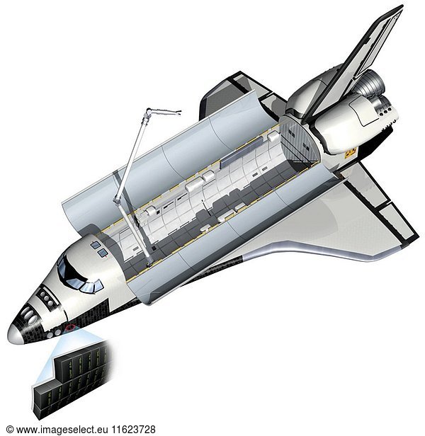 The only part of the shuttle to fly in orbit  can transport 13 tons of material and five to seven astronauts.