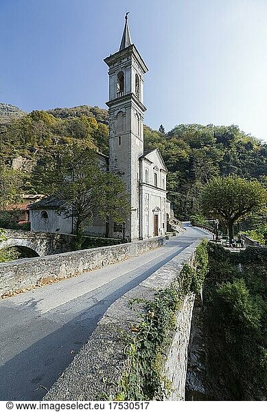 The Orrido of Saint Anna Church over the Cannobino River  Cannobio  Piedmont  Italy  Europe