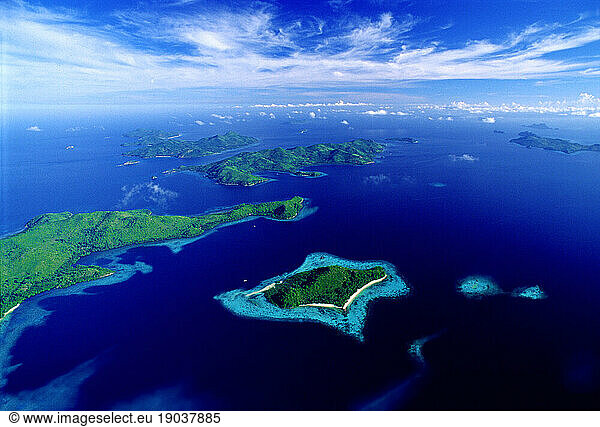 The Palawan archipelago from helicopter
