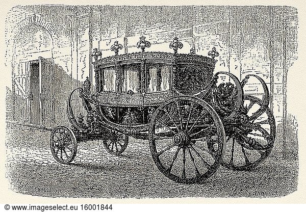 The papal holiday carriage destined for Bambino  Rome. Italy  Europe. Trip to Rome by Francis Wey 19Th Century.