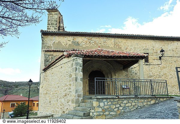 The parish church of Saint Peter the Apostle  XVIth century. Poveda de la Sierra town  Guadalajara province  Spain