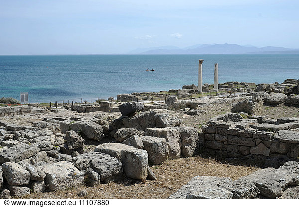 The Phoenician Roman port of Tharros  Sardinia  Italy  Mediterranean  Europe