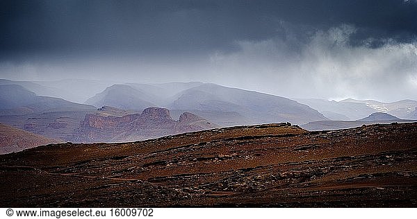 The piste from Tamtetoucht to Msemrir in southern Morocco  north Africa - approaching rain.