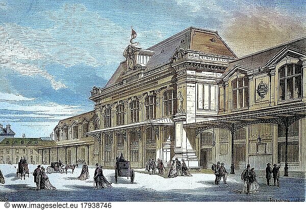 The Railway Station of Orleans  1869  France  Historic  digitally restored reproduction of an original 19th century painting  exact original date not known  Europe