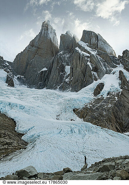 The rolling ice of glacier in the backcountry behind Fitzroy.