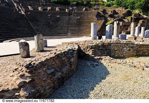 The Roman theater on Fourvière Hill  Lyon  France (UNESCO World Heritage Site).