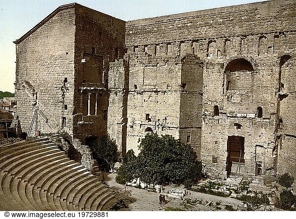 The Roman theatre  Orange  Provence  France  Historical  around 1900  digitally restored reproduction from a 19th century original  Europe