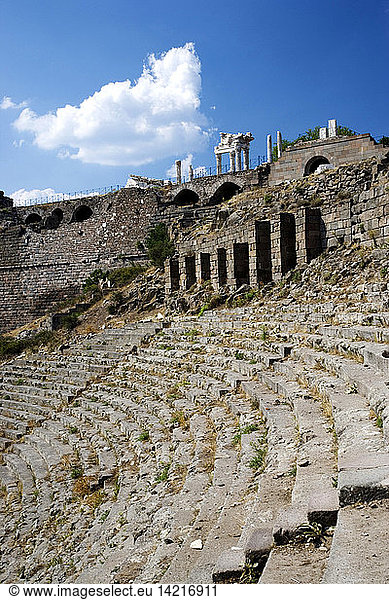 The ruins of the ancient theater  Pergamon  Bergama Turkey  Europe