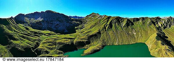 The Schrecksee is a small high-mountain lake with an impressive panorama. Hinterstein  Allgäu Alps  Bavaria  Germany  Europe