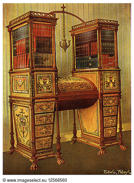 The Sister Inlaid Double Secretaire and Bookcase Cabinet  Sheraton  1911-1912 Künstler: Edwin Foley