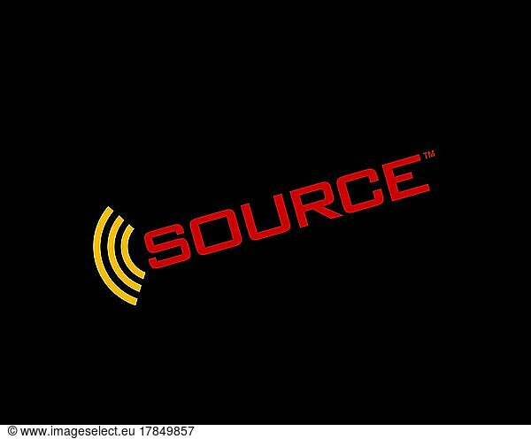The Source Einzelhandel  er The Source Einzelhandel  er  gedrehtes Logo  Schwarzer Hintergrund