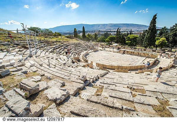 The Theatre of Dionysus Eleuthereus at the foot of the Athenian Acropolis in Greece.